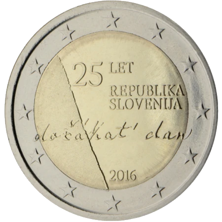 Moneda de 2 Euros Conmemorativos de Eslovenia 2016 - 25 Aniversario de la Independencia de Eslovenia