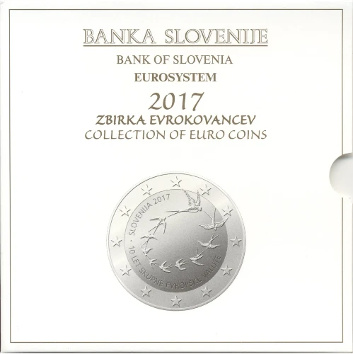 Moneda de 2 Euros Conmemorativos de Eslovenia 2017 - 10 Aniversario del Euro en Eslovenia - Cartera Anual Flor de Cuño - Foto 1