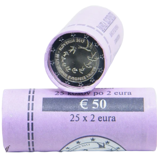 Moneda de 2 Euros Conmemorativos de Eslovenia 2017 - 10 Aniversario del Euro en Eslovenia - Rollo - Foto 1