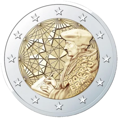 Moneda de 2 Euros Conmemorativos de Eslovenia 2022 - 35 Aniversario del Programa Erasmus - Boceto Rechazado
