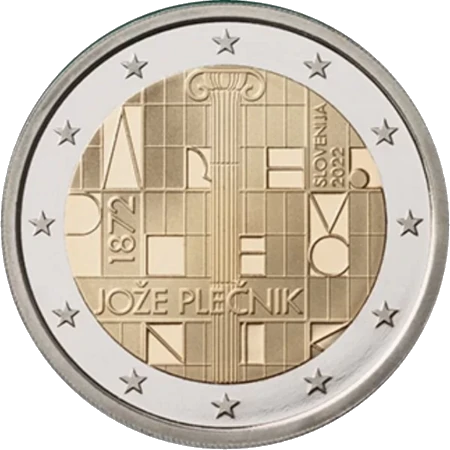 Moneda de 2 Euros Conmemorativos de Eslovenia 2022 - Jože Plečnik