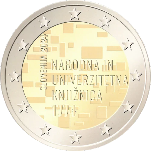 Moneda de 2 Euros Conmemorativos de Eslovenia 2024 - Biblioteca Nacional y Universitaria - Segunda Posición Concurso