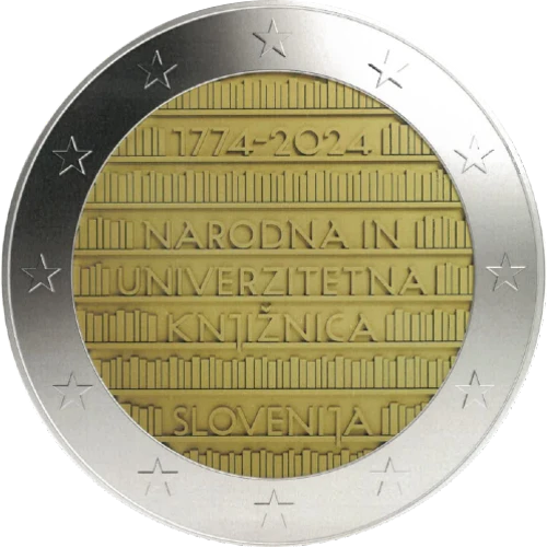 Moneda de 2 Euros Conmemorativos de Eslovenia 2024 - Biblioteca Nacional y Universitaria - Tercera Posición Concurso
