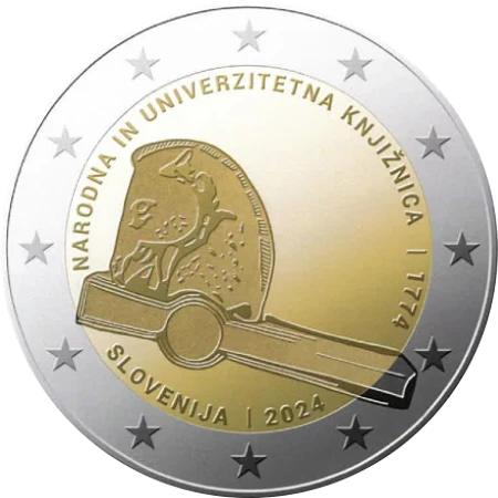 Moneda de 2 Euros Conmemorativos de Eslovenia 2024 - Biblioteca Nacional y Universitaria