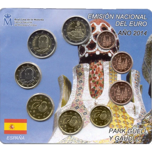 Moneda de 2 Euros Conmemorativos de España 2014 - Park Güell - Cartera Anual Flor de Cuño - Foto 1