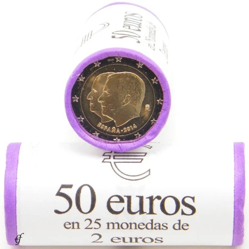 Moneda de 2 Euros Conmemorativos de España 2014 - Proclamación de Felipe VI - Rollo - Foto 1