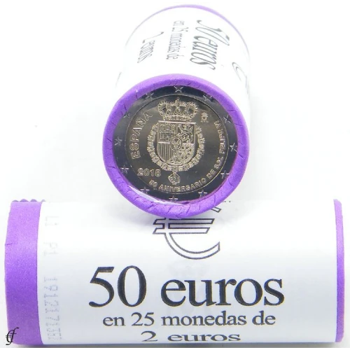 Moneda de 2 Euros Conmemorativos de España 2018 - 50 Aniversario de Felipe VI - Rollo - Foto 1