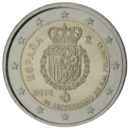 Moneda de 2 Euros Conmemorativos de España 2018 - 50 Aniversario de Felipe VI