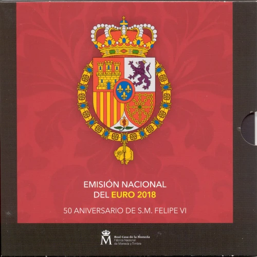 Moneda de 2 Euros Conmemorativos de España 2018 - Ciudad Vieja de Santiago de Compostela y 50 Aniversario de Felipe VI - Cartera Anual Flor de Cuño - Foto 1