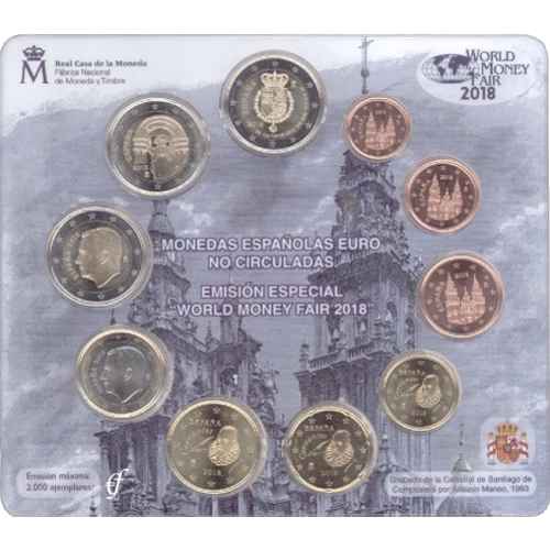 Moneda de 2 Euros Conmemorativos de España 2018 - Ciudad Vieja de Santiago de Compostela y 50 Aniversario de Felipe VI - Cartera WMF - Foto 1