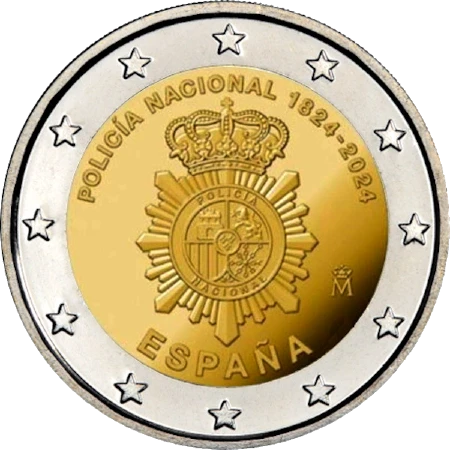 Moneda de 2 Euros Conmemorativos de España 2024 - Policía Nacional