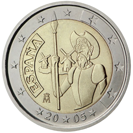 Moneda de 2 Euros Conmemorativos de España de 2005 - Cuarto Centenario del Quijote
