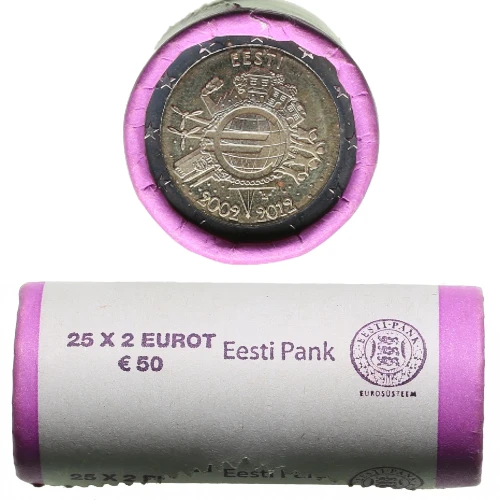 Moneda de 2 Euros Conmemorativos de Estonia 2012 - 10 Aniversario de las Monedas y Billetes de Euro - Rollo - Foto 1
