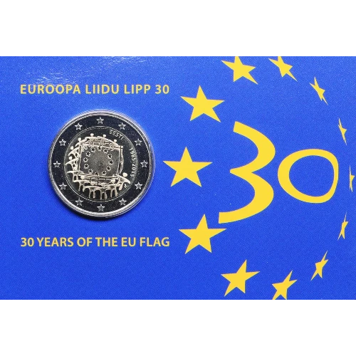 Moneda de 2 Euros Conmemorativos de Estonia 2015 - 30 Aniversario de la Bandera de la Unión Europea - Coincard - Foto 1