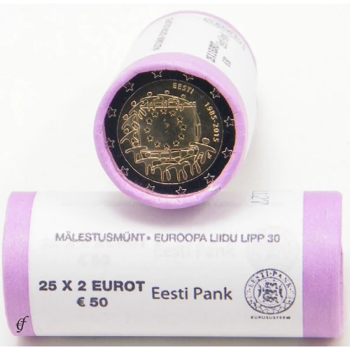 Moneda de 2 Euros Conmemorativos de Estonia 2015 - 30 Aniversario de la Bandera de la Unión Europea - Rollo - Foto 1