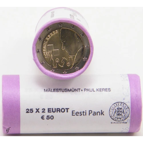 Moneda de 2 Euros Conmemorativos de Estonia 2016 - Paul Keres - Rollo - Foto 1