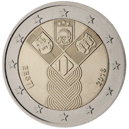 Moneda de 2 Euros Conmemorativos de Estonia 2018 - Centenario de las Repúblicas Bálticas