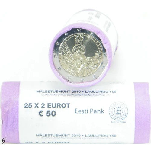 Moneda de 2 Euros Conmemorativos de Estonia 2019 - Festival de la Canción - Rollo - Foto 1