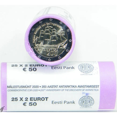 Moneda de 2 Euros Conmemorativos de Estonia 2020 - Descubrimiento de la Antártida - Rollo - Foto 1