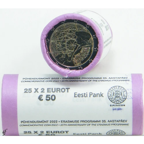 Moneda de 2 Euros Conmemorativos de Estonia 2022 - 35 Aniversario del Programa Erasmus - Rollo - Foto 1