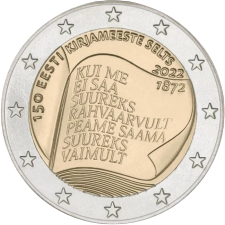 Moneda de 2 Euros Conmemorativos de Estonia 2022 - Sociedad de Literatos de Estonia