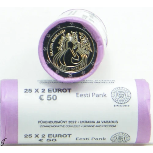Moneda de 2 Euros Conmemorativos de Estonia 2022 - Ucrania y la Libertad - Rollo - Foto 1