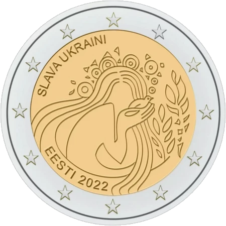 Moneda de 2 Euros Conmemorativos de Estonia 2022 - Ucrania y la Libertad