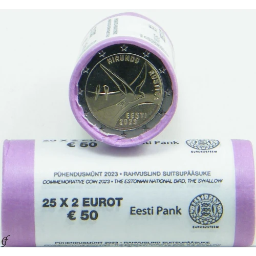 Moneda de 2 Euros Conmemorativos de Estonia 2023 - Golondrina Ahumada - Rollo - Foto 1