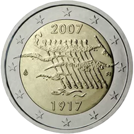 Moneda de 2 Euros Conmemorativos de Finlandia 2007 - 90 Aniversario de la Independencia de Finlandia