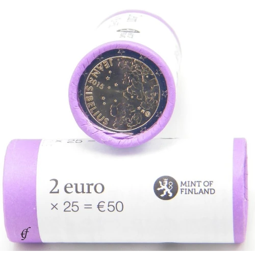 Moneda de 2 Euros Conmemorativos de Finlandia 2015 - Jean Sibelius - Rollo - Foto 1
