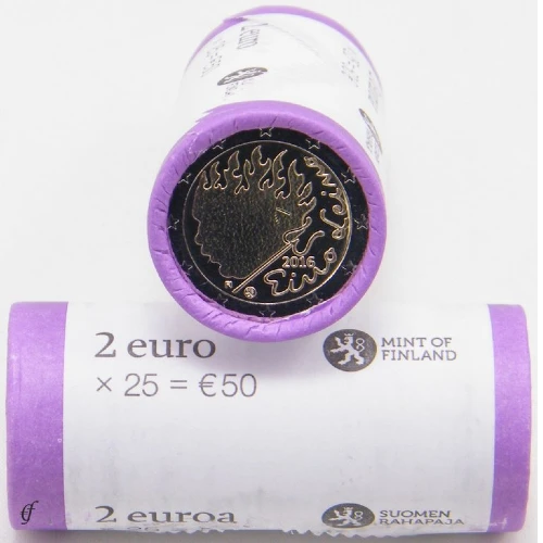 Moneda de 2 Euros Conmemorativos de Finlandia 2016 - Eino Leino - Rollo - Foto 1