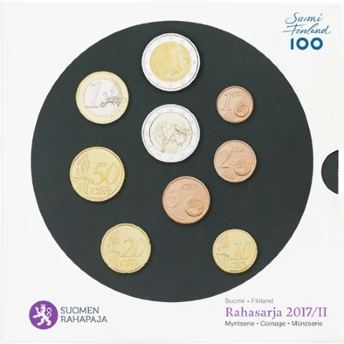 Moneda de 2 Euros Conmemorativos de Finlandia 2017 - Independencia de Finlandia y Naturaleza Finlandesa - Cartera Anual Flor de Cuño - Foto 1