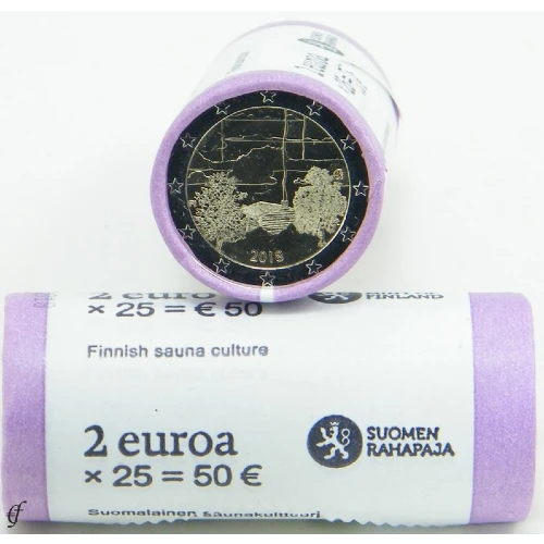 Moneda de 2 Euros Conmemorativos de Finlandia 2018 - Cultura de la Sauna Finlandesa - Rollo - Foto 1