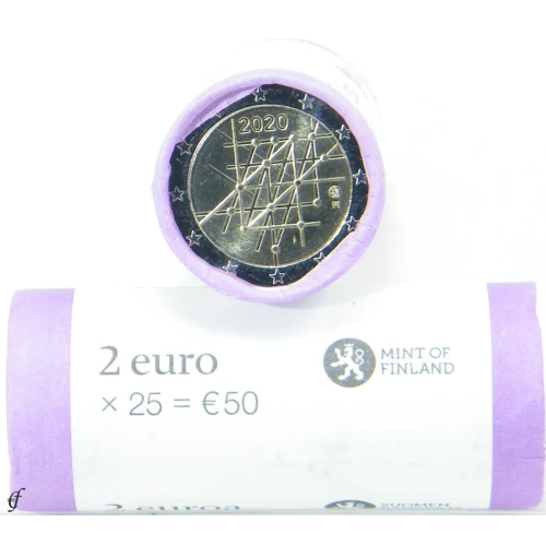 Moneda de 2 Euros Conmemorativos de Finlandia 2020 - Universidad de Turku - Rollo - Foto 1