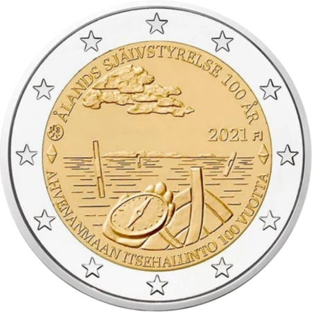 Moneda de 2 Euros Conmemorativos de Finlandia 2021 - Autogobierno de las Islas Aland