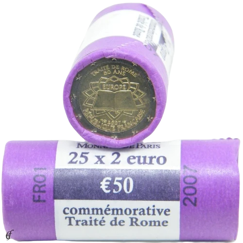 Moneda de 2 Euros Conmemorativos de Francia 2007 - Tratado de Roma - Rollo - Foto 1