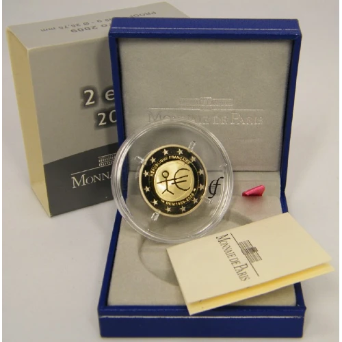 Moneda de 2 Euros Conmemorativos de Francia 2009 - Unión Económica y Monetaria - Estuche Proof - Foto 1