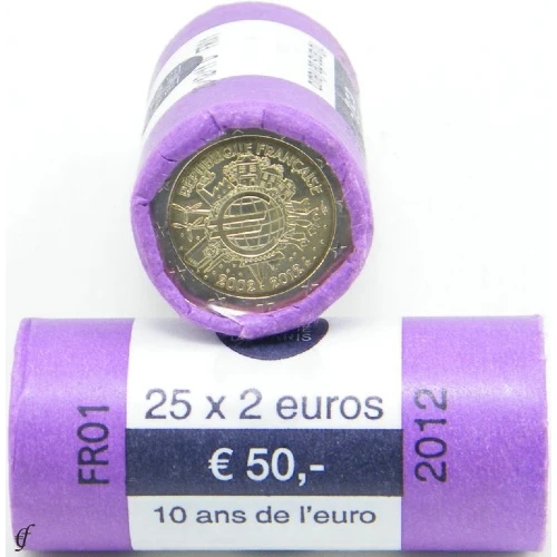 Moneda de 2 Euros Conmemorativos de Francia 2012 - 10 Aniversario de las Monedas y Billetes de Euro - Rollo - Foto 1