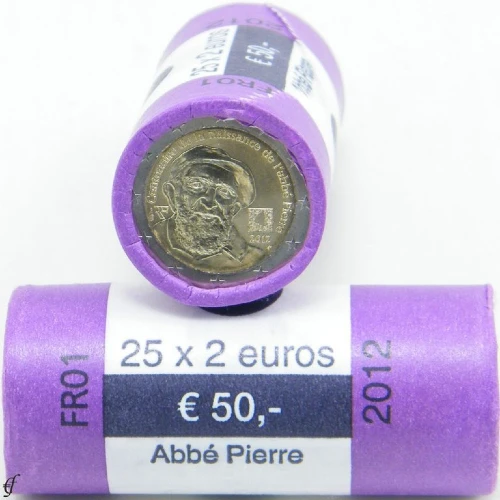 Moneda de 2 Euros Conmemorativos de Francia 2012 - Abbé Pierre - Rollo - Foto 1