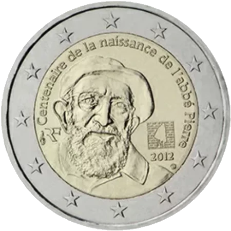 Moneda de 2 Euros Conmemorativos de Francia 2012 - Abbé Pierre