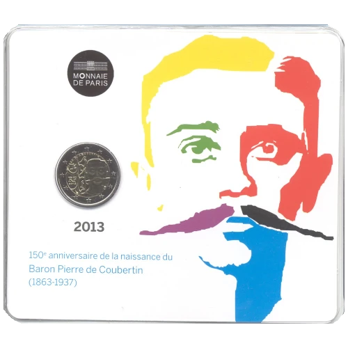 Moneda de 2 Euros Conmemorativos de Francia 2013 - Pierre de Coubertin - Coincard - Foto 1