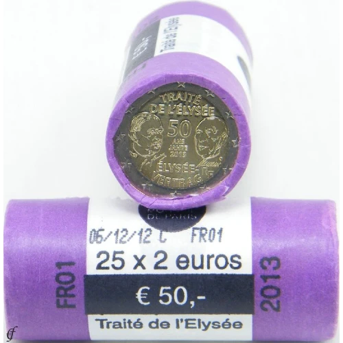 Moneda de 2 Euros Conmemorativos de Francia 2013 - Tratado del Elíseo - Rollo - Foto 1
