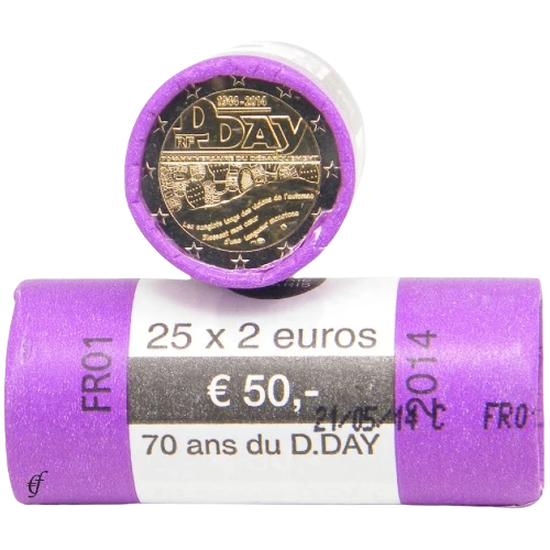 Moneda de 2 Euros Conmemorativos de Francia 2014 - Día D - Rollo - Foto 1