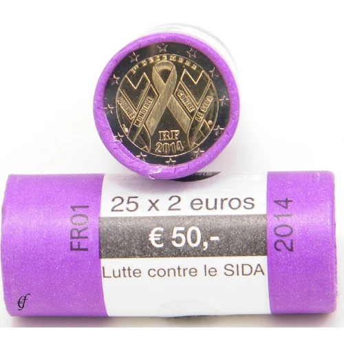 Moneda de 2 Euros Conmemorativos de Francia 2014 - Día Mundial de la Lucha contra el SIDA - Rollo - Foto 1