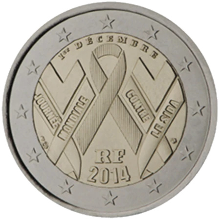 Moneda de 2 Euros Conmemorativos de Francia 2014 - Día Mundial de la Lucha contra el SIDA