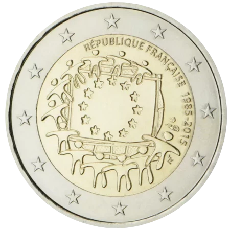 Moneda de 2 Euros Conmemorativos de Francia 2015 - 30 Aniversario de la Bandera de la Unión Europea