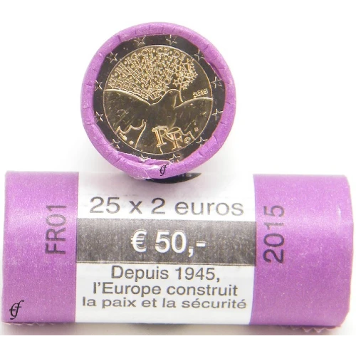 Moneda de 2 Euros Conmemorativos de Francia 2015 - Paz en Europa - Rollo - Foto 1