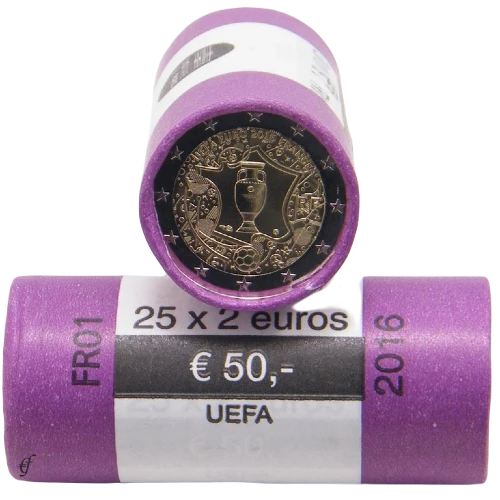Moneda de 2 Euros Conmemorativos de Francia 2016 - Eurocopa de la UEFA Francia 2016 - Rollo - Foto 1