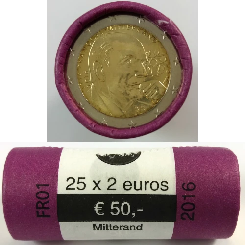 Moneda de 2 Euros Conmemorativos de Francia 2016 - François Mitterrand - Rollo - Foto 1