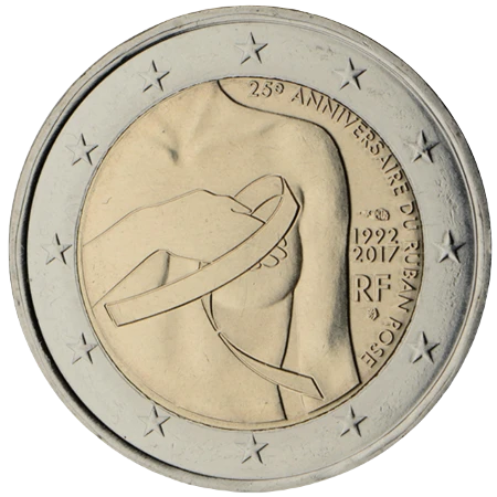 Moneda de 2 Euros Conmemorativos de Francia 2017 - Lazo Rosa